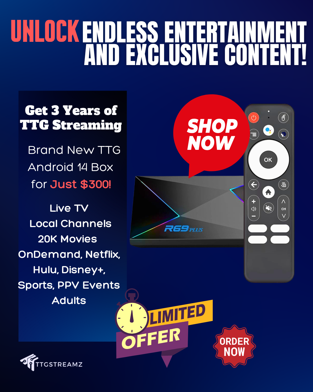 The Ultimate TTG Streaming Package — 3 Years of Access + The Powerful TTG Android 14 Box!