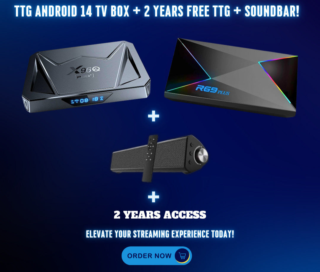 TTG UltraStream Android 14 TV Box + 2 YEARS free + Soundbar