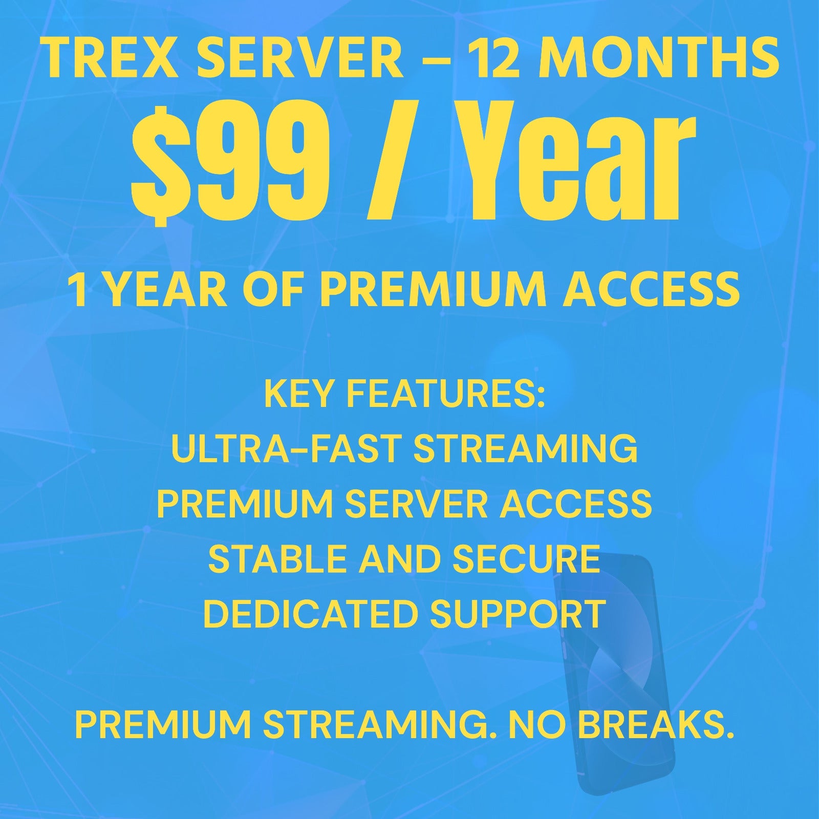 TREX SERVER – 12 MONTHS IPTV PLAN