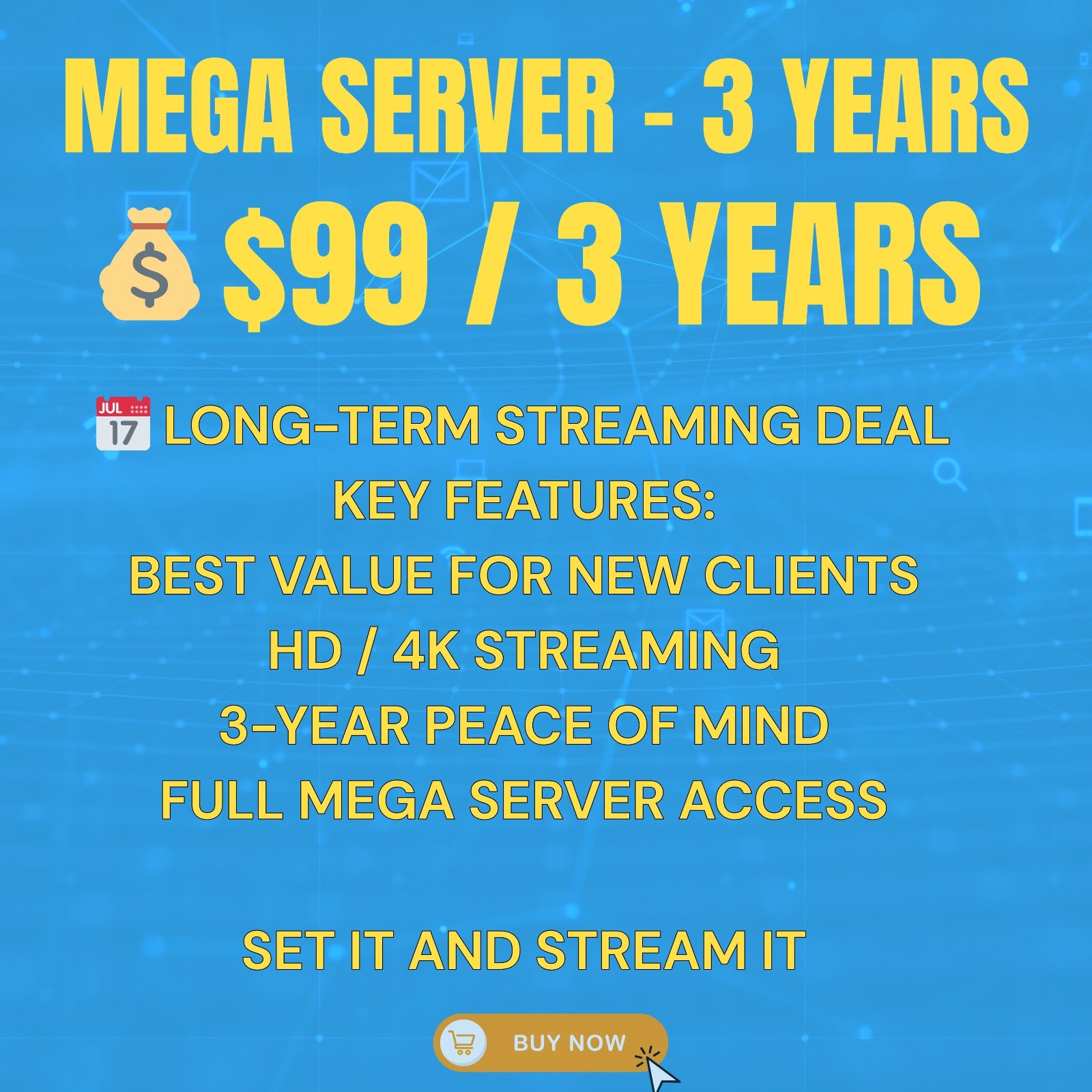 MEGA SERVER – 3 YEARS IPTV PLAN